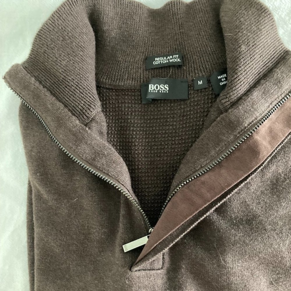 Hugo Boss Brown Zip Up Sweater